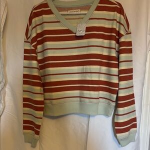 Free People Classic Striped Shrunken Pullover Size XS NWT